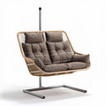 Rattan lounge chair with detachable cushions in neutral gray color 100 x 80 x 90cm
