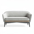 Sofa with gray fabric upholstery and wooden accent legs dimensions 150 x 80 x 70cm