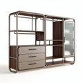 Multifunctional storage cabinet with metal frame and wood finish 150 x 60 x 180cm