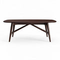 Brown wooden dining table with rounded edges suitable for indoor use 200 x 100 x 75cm