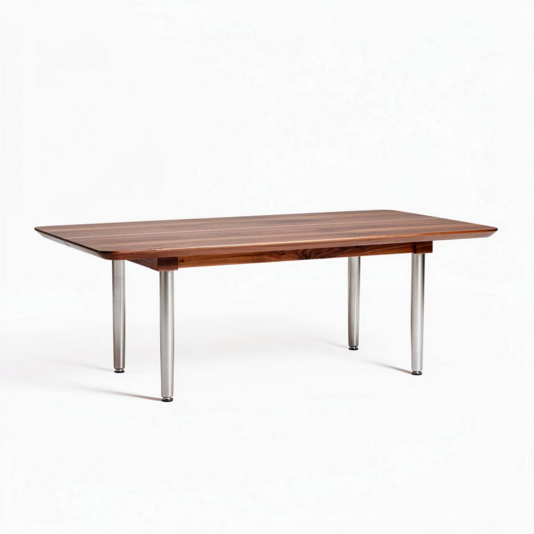 Walnut dining table with stainless steel legs 72 x 36 x 30 inches