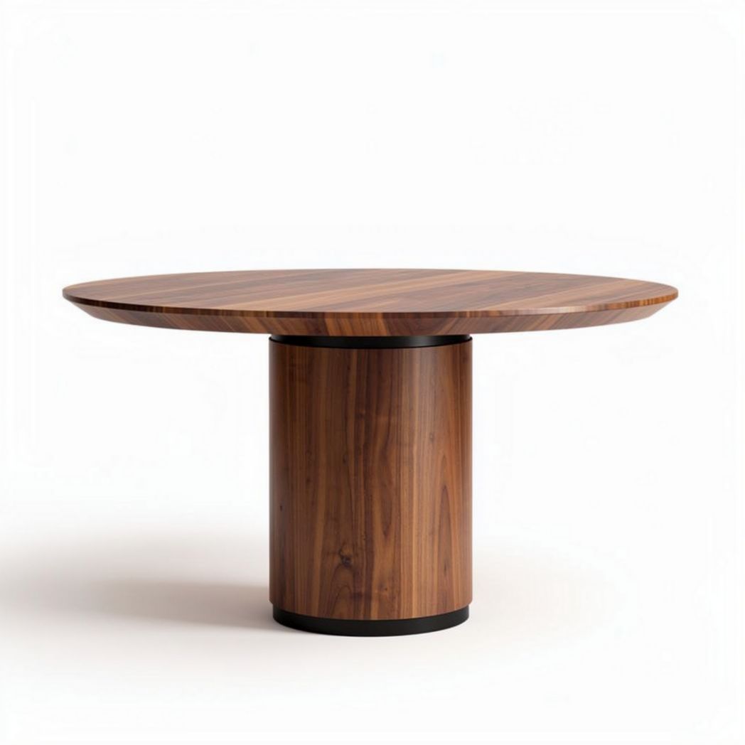 Walnut round dining table with pedestal base 120 x 120 x 75cm