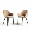 Fabric dining chairs with armrests and black metal legs set of two